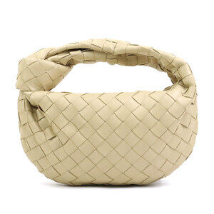 Bottega Veneta Jodie Leather Handbag Beige Tan Gold